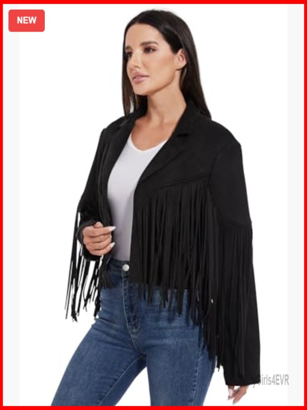 Fringe Leather Jacket Western Cropped Coat Women's S-XXL Suede - Picture 3 of 7